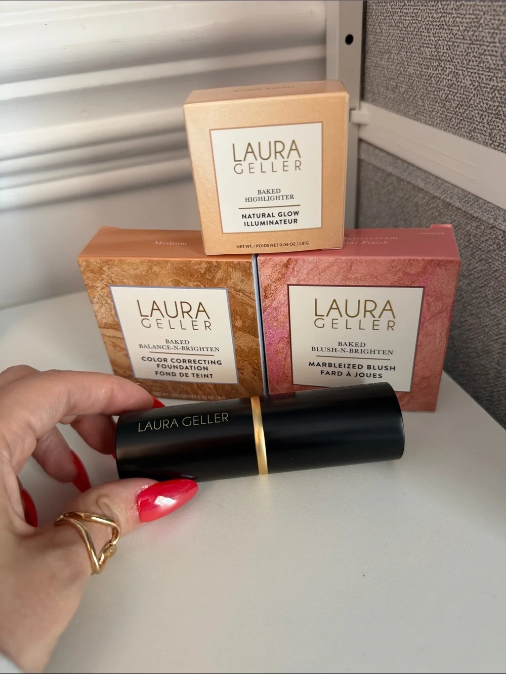 Laura Geller Highlighter & Marbleized Blush Duo - Gold and Pink